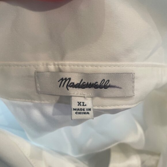 Madewell Women's Sz XL Silk Utility-Pocket Button-Up Shirt Off-White NU463 - Picture 4 of 12